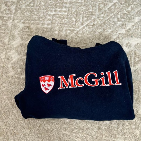 McGill University Men's Size M Hooded Sweatshirt, Dark Blue - Picture 1 of 5